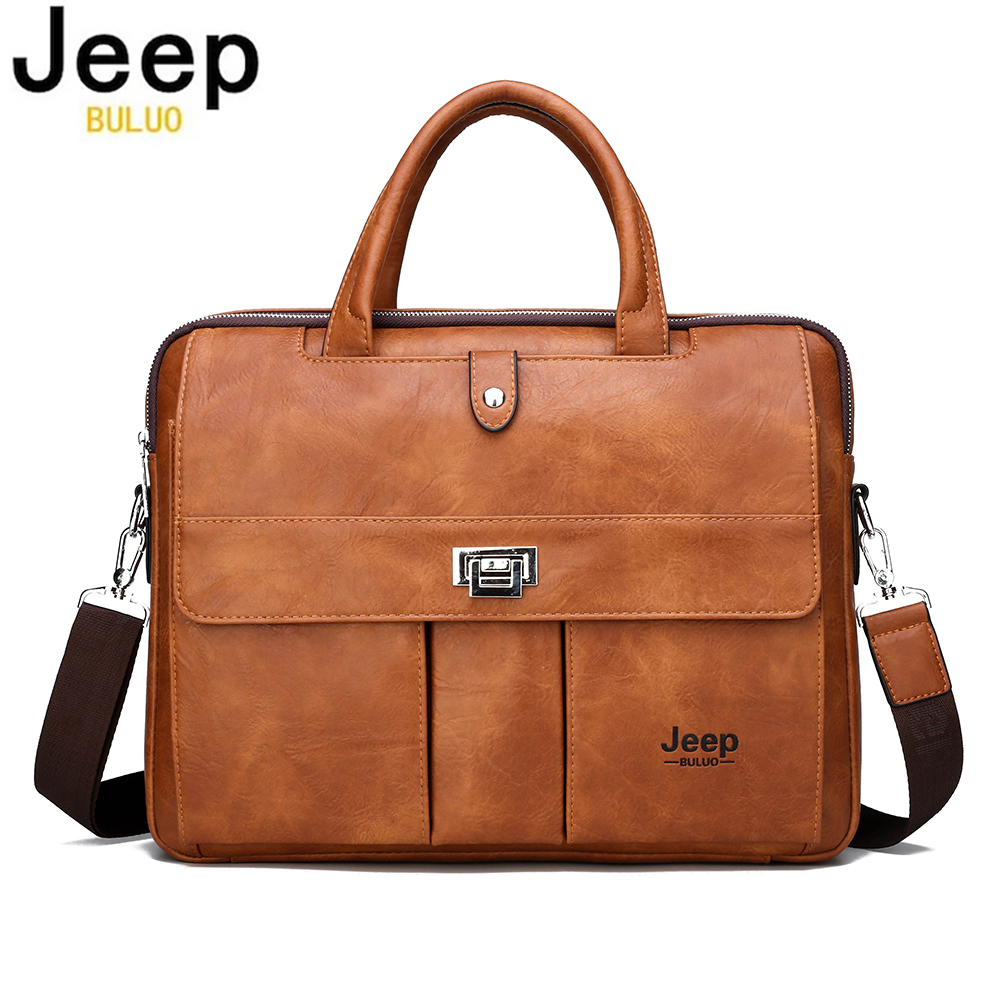 Laptop Accessories Box - Jeep Buluo 남성용 가죽 서류가방 14인치