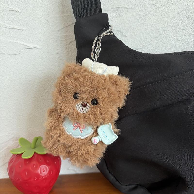 1Pcs 부드러운 플러시 셰프 베어 키 체인 귀여운 소 - Laptop Accessories Girly 리뷰 및 가격