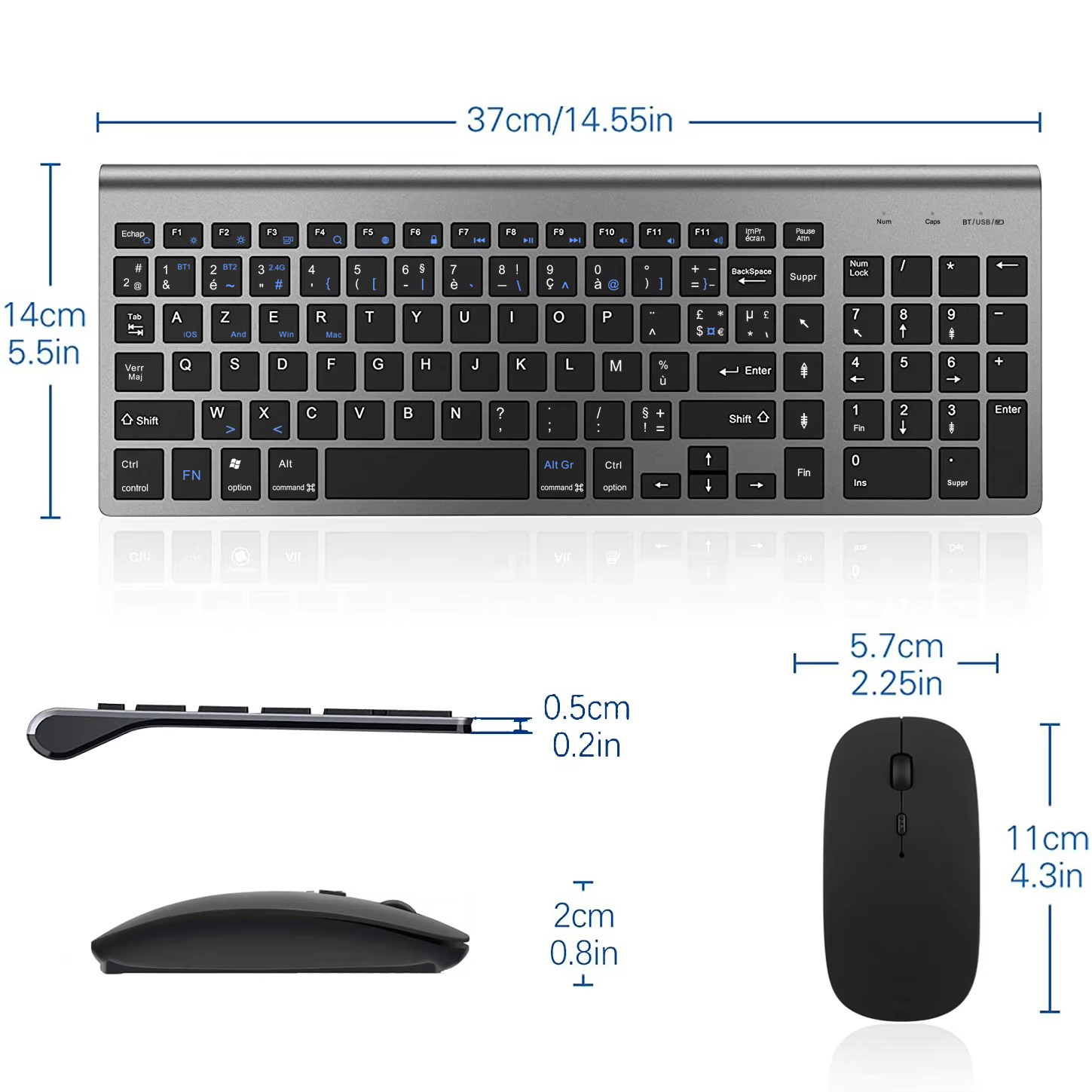 울트라 슬림 듀얼 모드 프랑스어 AZERTY 레이아웃  - Laptop Accessories Combo 리뷰 및 가격