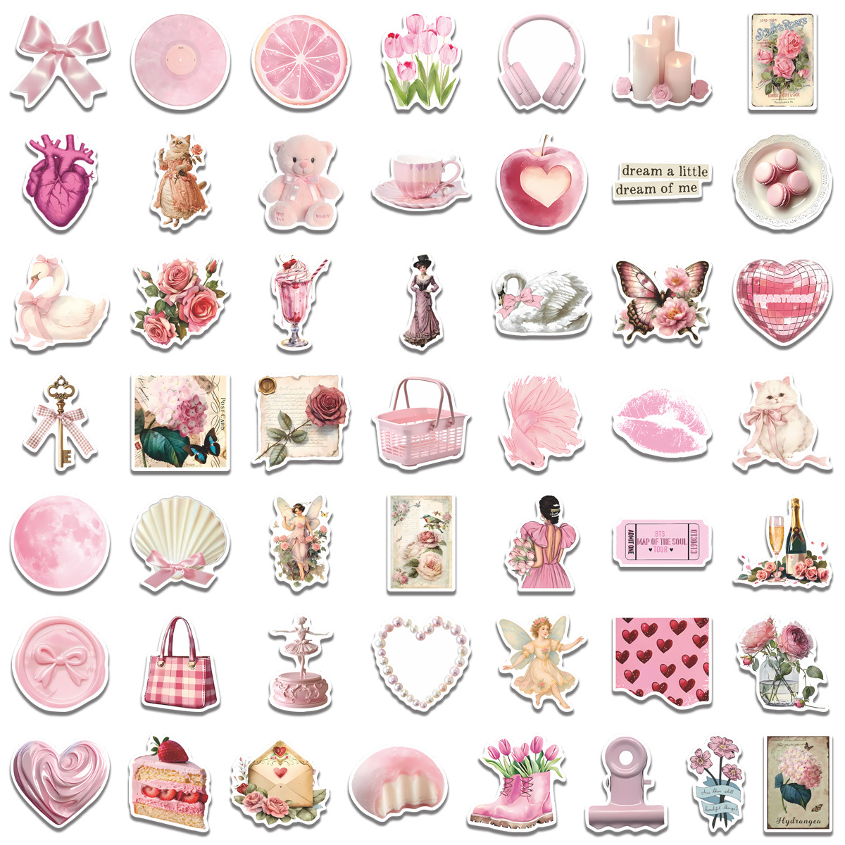 50/100pcs 귀여운 핑크 소녀 만화 스티커 미적  - Laptop Accessories Girly 리뷰 및 가격