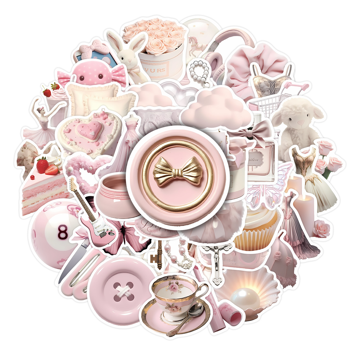 50/100pcs 귀여운 핑크 소녀 만화 스티커 미적  - Laptop Accessories Girly 리뷰 및 가격