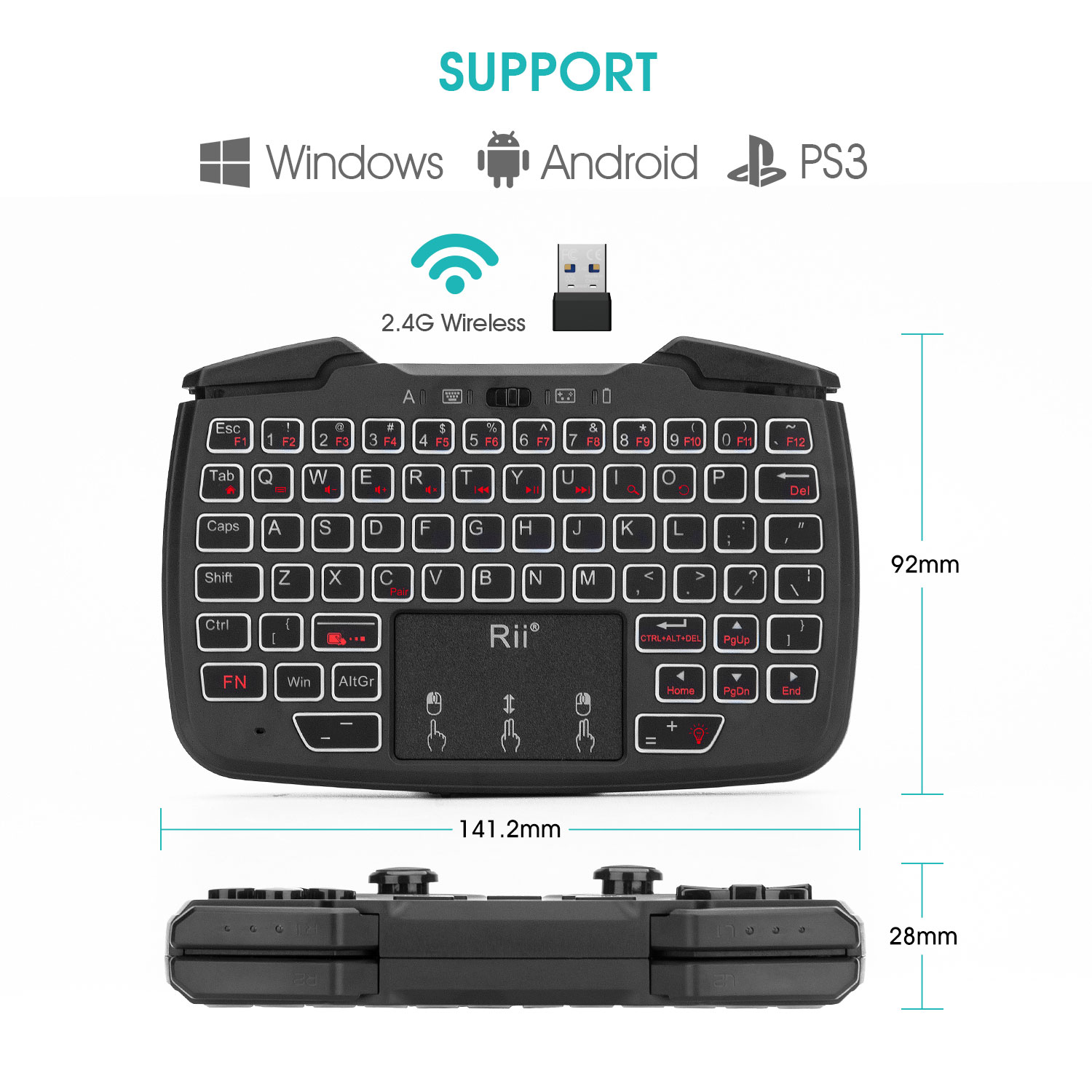 Rii RK707 2.4GHz 무선 휴대용 게임 컨트롤 - Laptop Accessories Combo 리뷰 및 가격